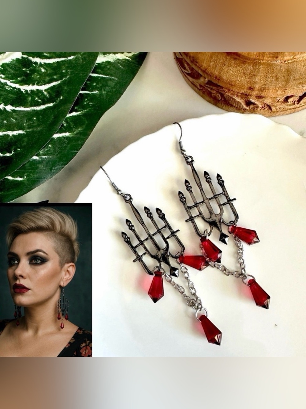 2/$30🌵 Chandelier Blood Drinking Earrings Gothic Witchy Candelabra Vampire NEW